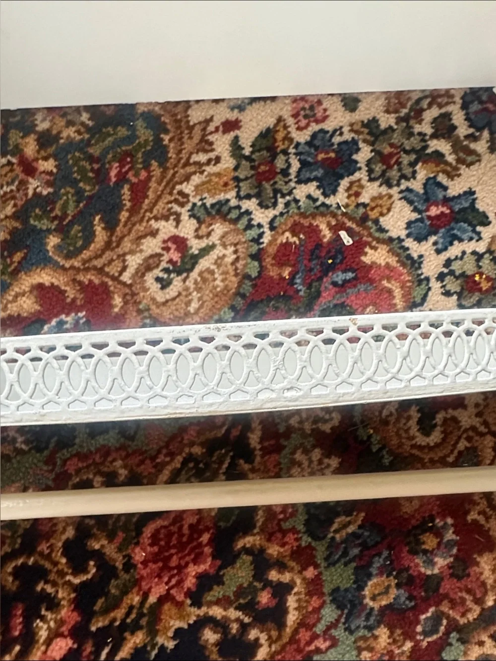 Vintage MCM White Metal Shelf With Towel Bar